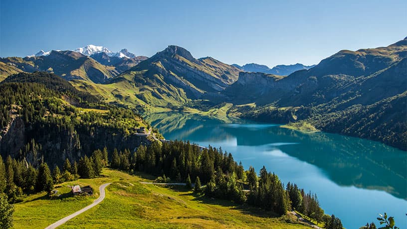 Lac de montagne et forêt