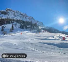 Restaurant Le Vaujaniat à Vaujany, vue pistes de ski l'hiver